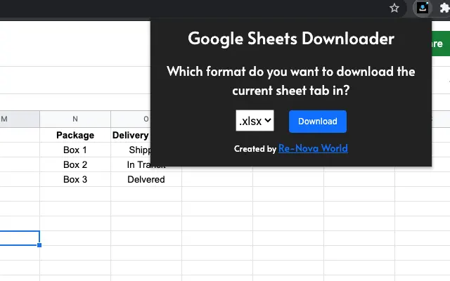 Google Sheets Downloader Chrome Extension