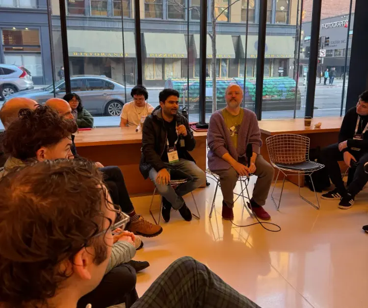 Prashant Mishra and Damian Kastbauer at the Morning Audio Community Meetup at GDC 2025